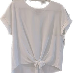 Atmosphere- cream short sleeve top with tie detail